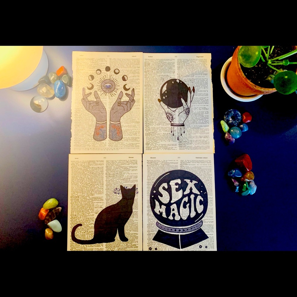 Hand colored dictionary prints